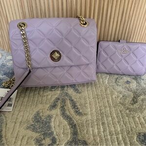 BRAND NEW Kate Spade Lavender Small Flap Crossbody Bag and Wallet Set
